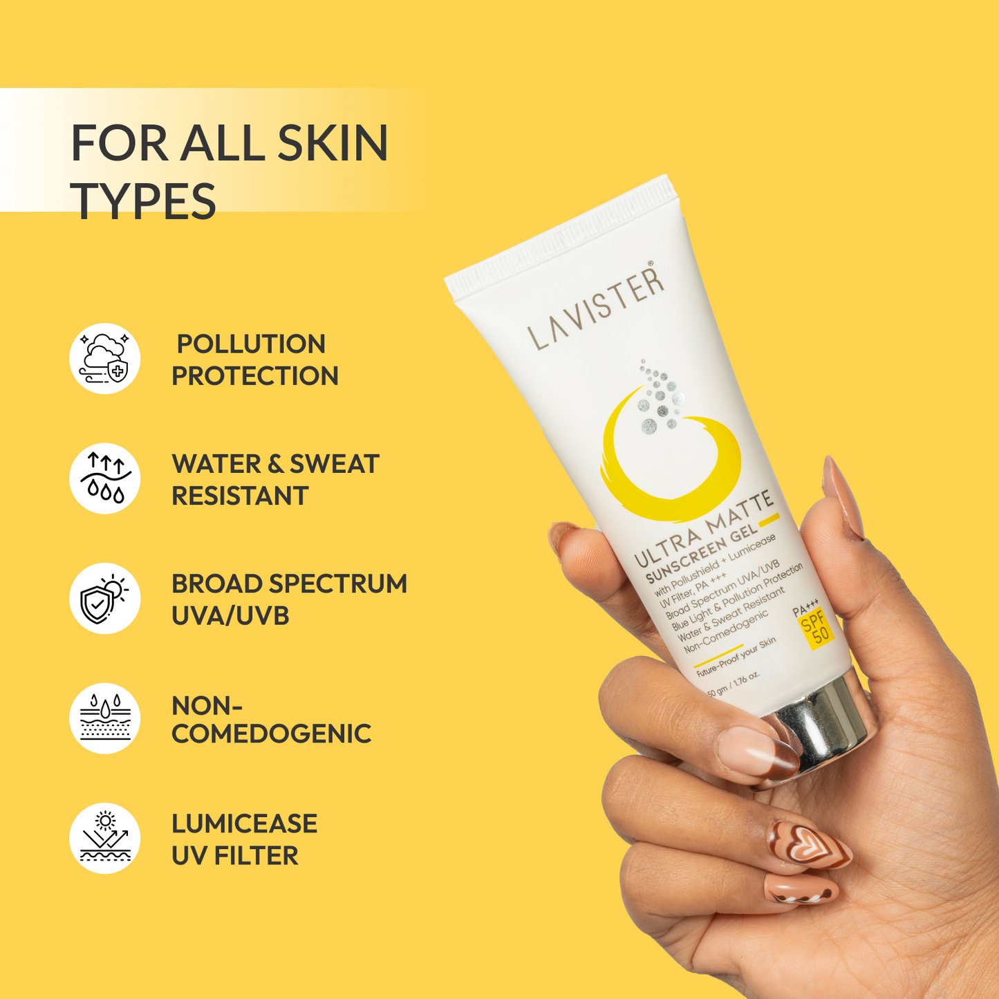 Get daily UV protection with Lavister's Ultra Matte Sunscreen Gel. Shop now!